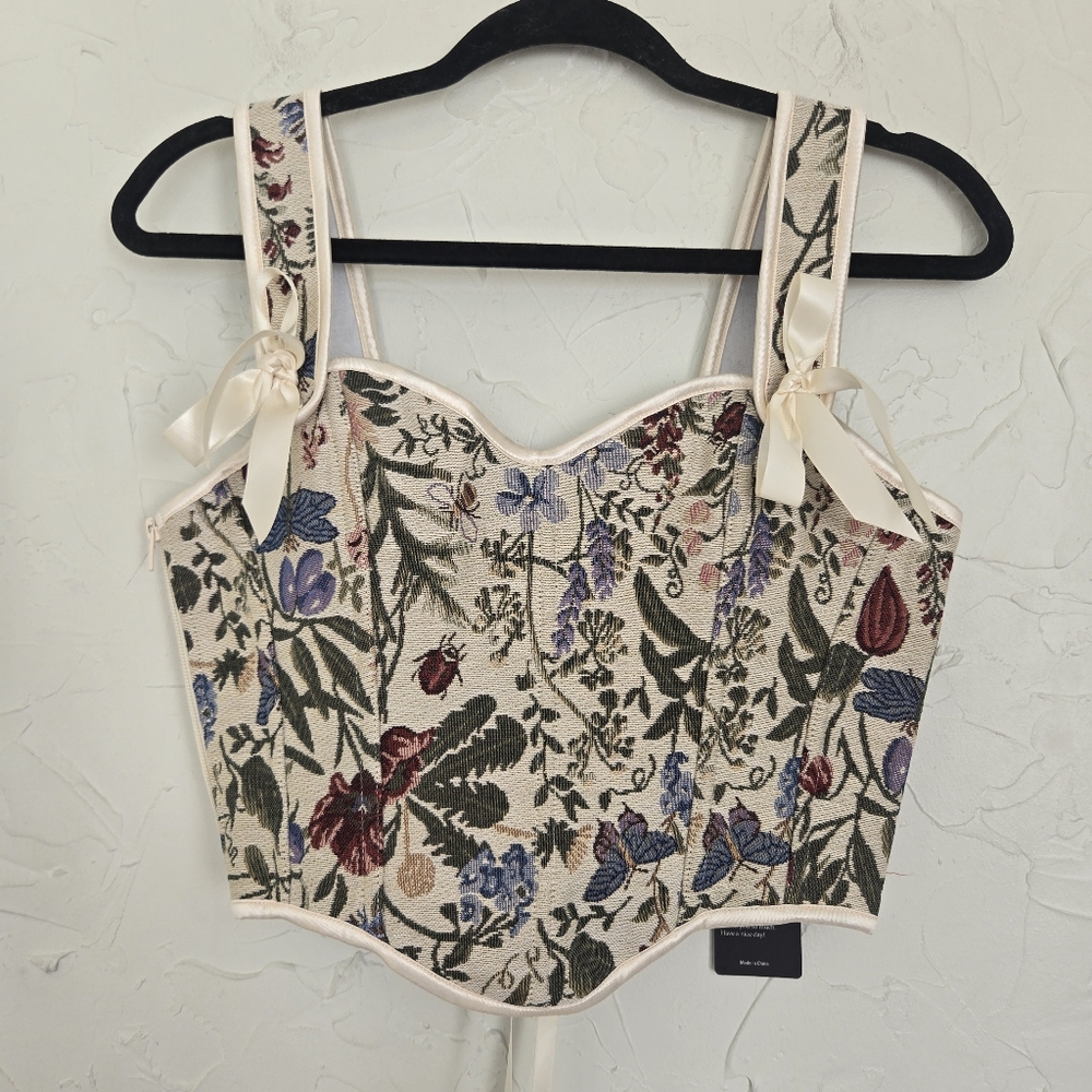 NWT Scarlet Darkness Tapestry Floral Bow Corset Top, 6 - Picture 2 of 9